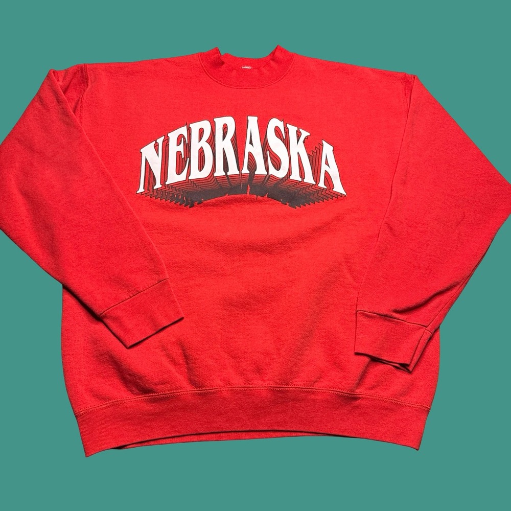 Vintage 90s Nebraska Crewneck Sweatshirt XXL Red College Football USA Made